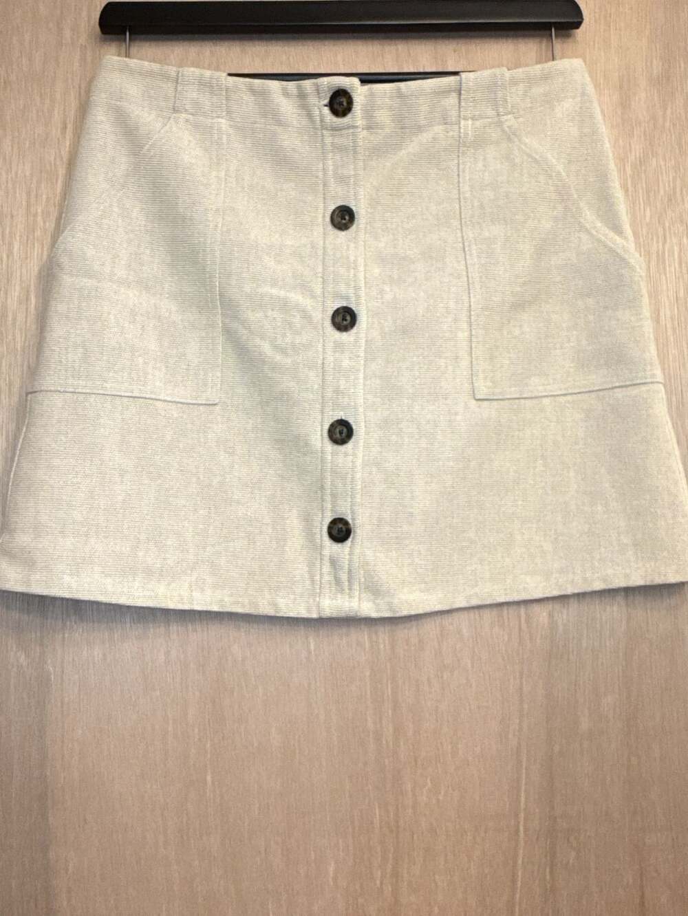 Banana Republic A-Line Canvas Button-Front Mini Skirt Cream Size 10